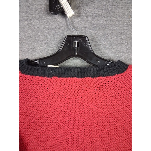 North Crest Womens Sweater Large Red Black Fair Isle Nordic Cardigan Holiday VTG - Picture 11 of 11